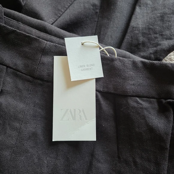 Zara Set 2 Pc Linen Blend Waistcoat Wrap Vest and Pants Brown Size S/M - Picture 14 of 15